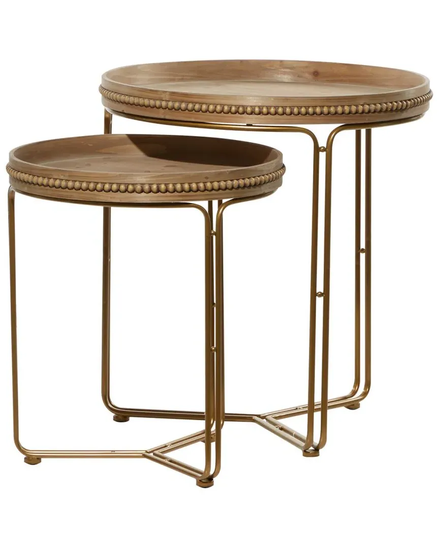 Set of 2 Wood Accent Tables - Brown