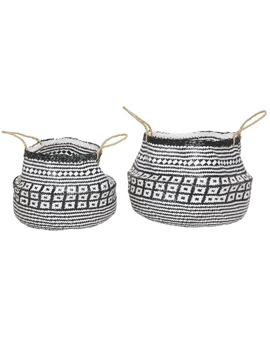 Set of 2 Wood Storage Baskets - Black