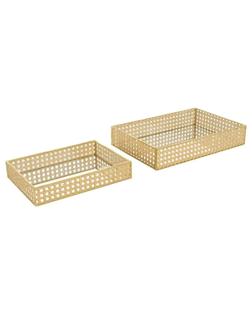 Set of 2 Woven Decor Trays - Brown, Rattan