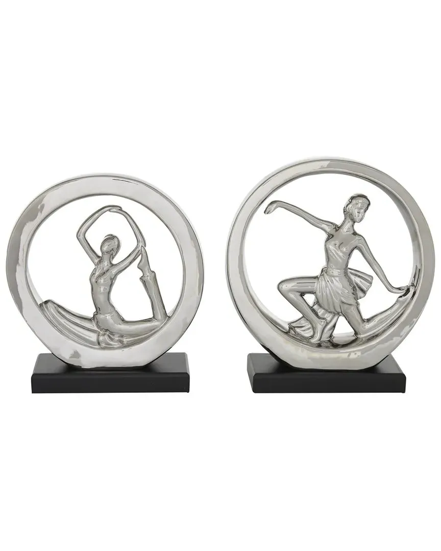 Set of 2 Yoga Sculptures - Silver, Porcelain