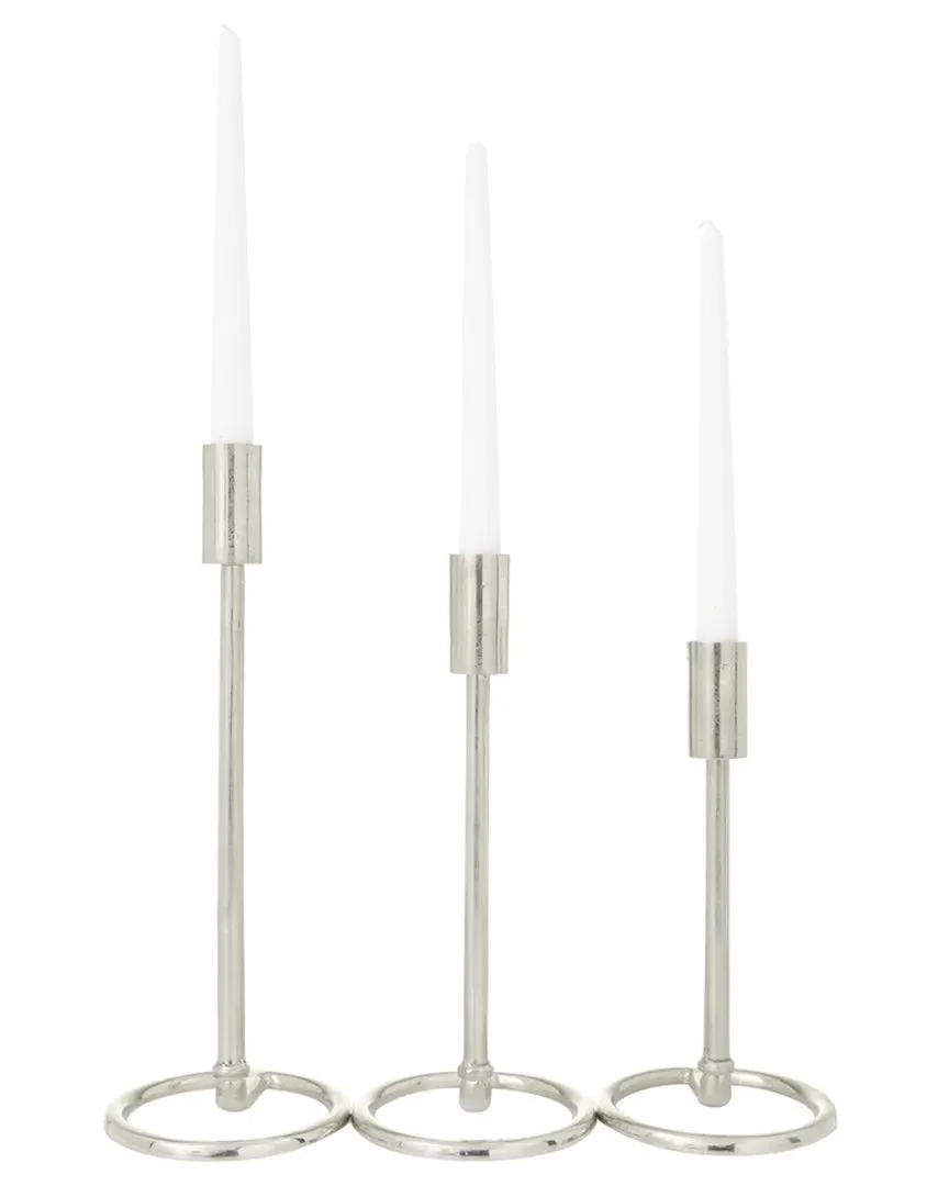 Set of 3 Candle Holders - Silver, Aluminum image