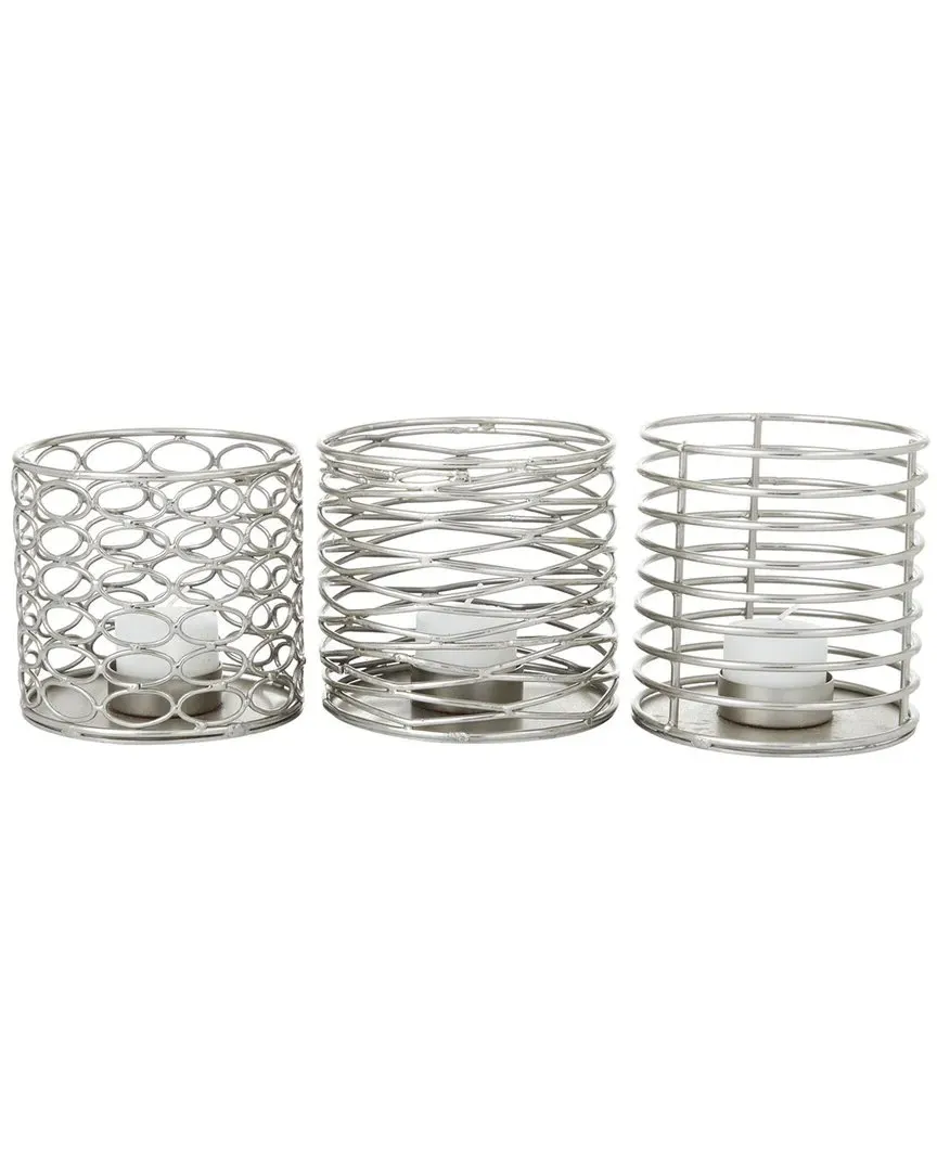 Set of 3 Candle Holders - Silver, Iron image