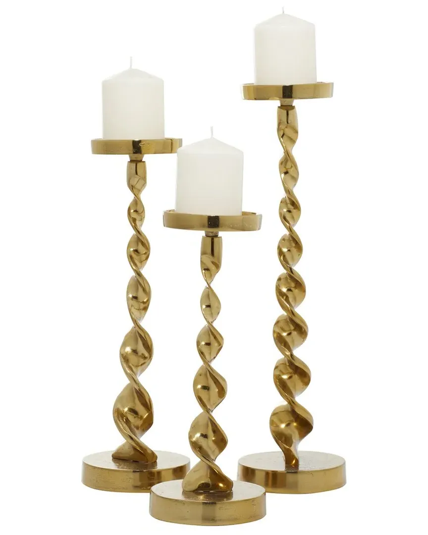 Set of 3 Coastal Candle Holders - Gold, Aluminum