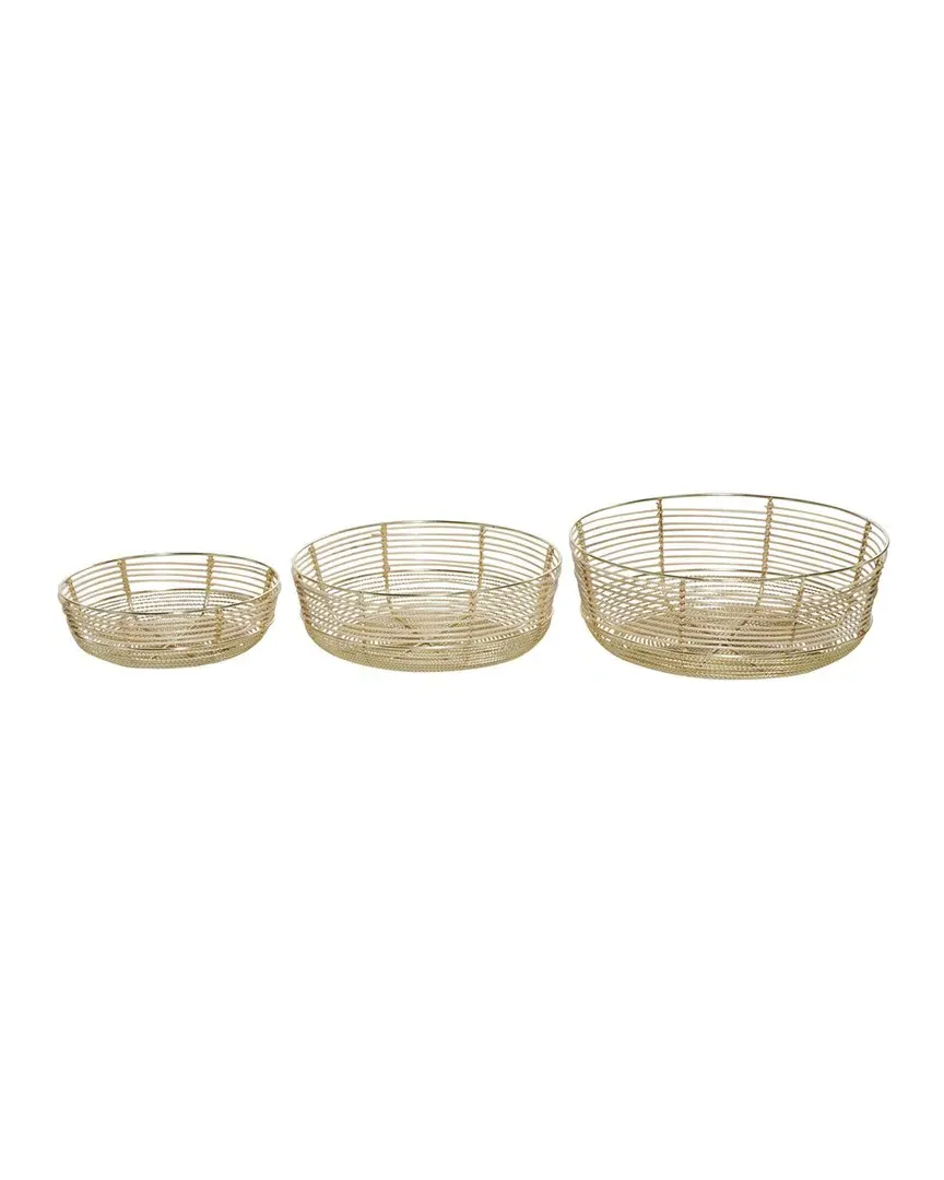 Set of 3 Decorative Bowls - Gold, Metal image