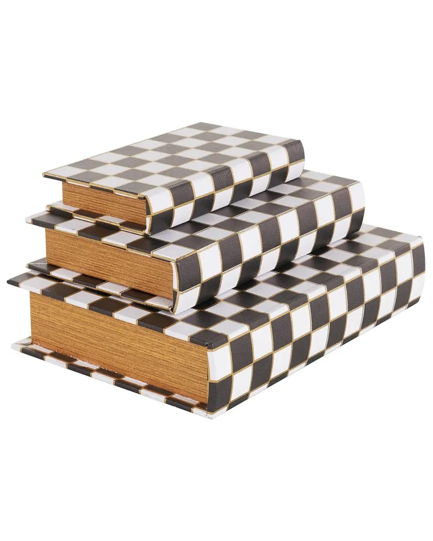 Set of 3 Faux Book Decorative Boxes - White, Faux Leather