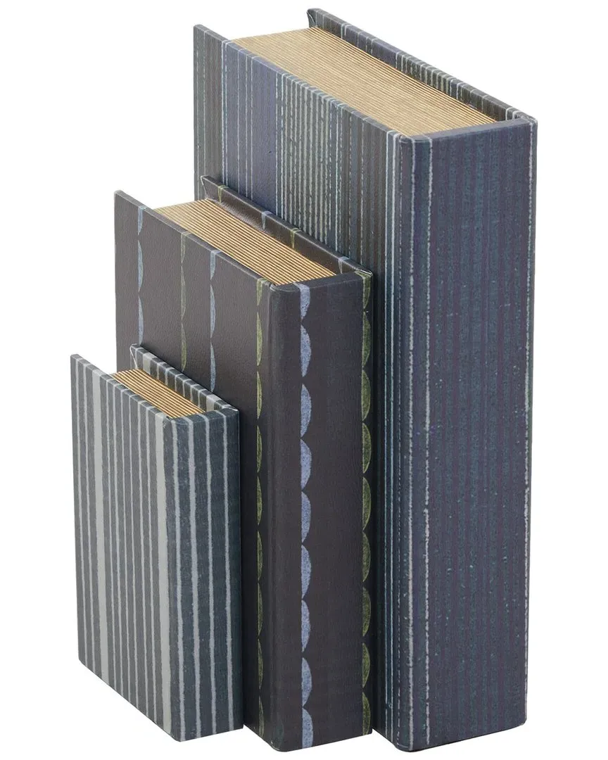 Set of 3 Faux Book Storage Boxes - Grey, Faux Leather image