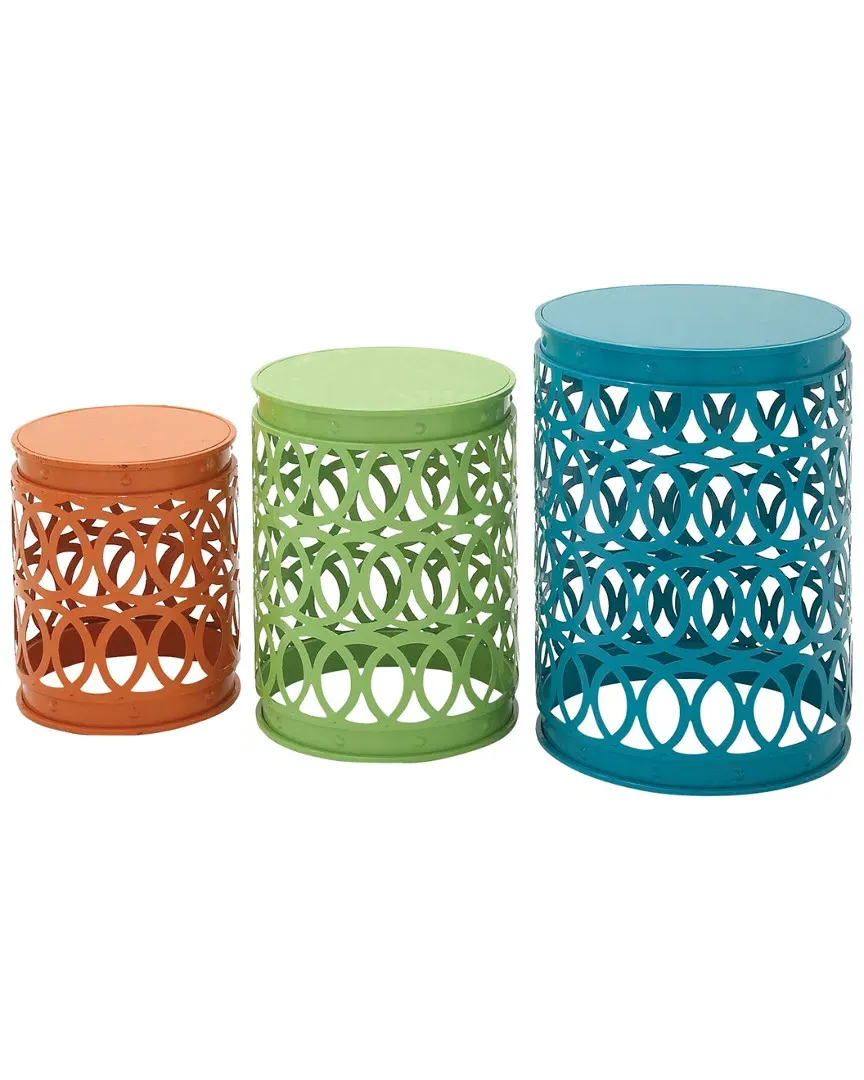 Set of 3 Metal Accent Tables - Turquoise, Iron image