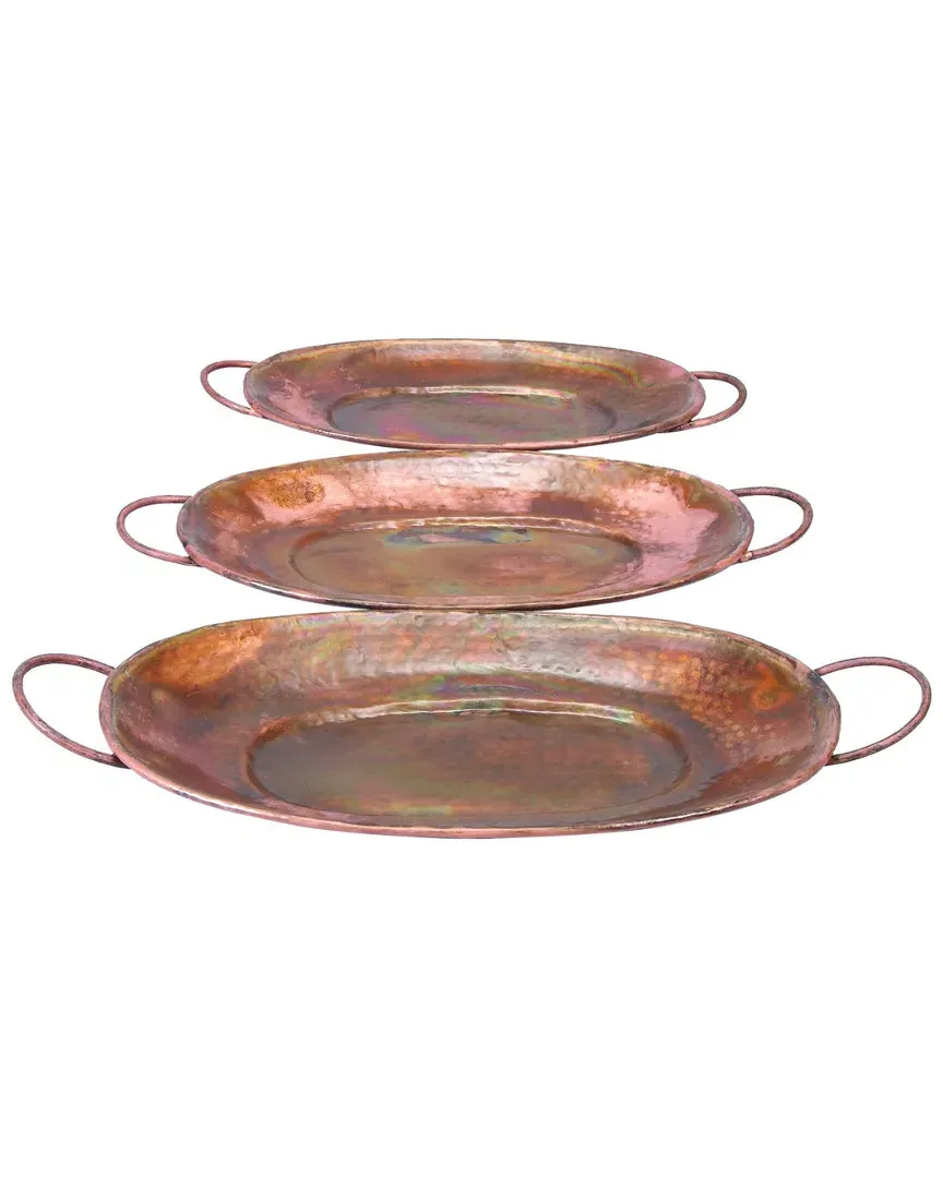 Set of 3 Metal Trays - Copper Patina image