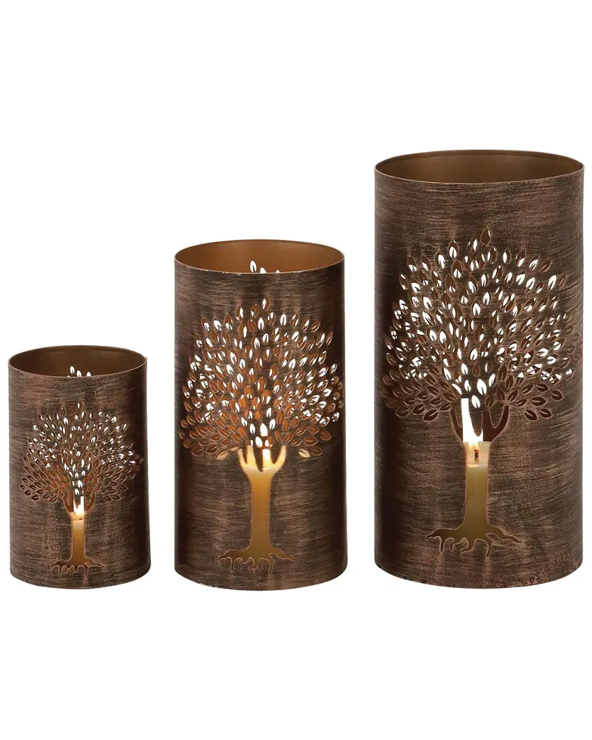 Set of 3 Metal Tree Hurricanes - Bronze Brass