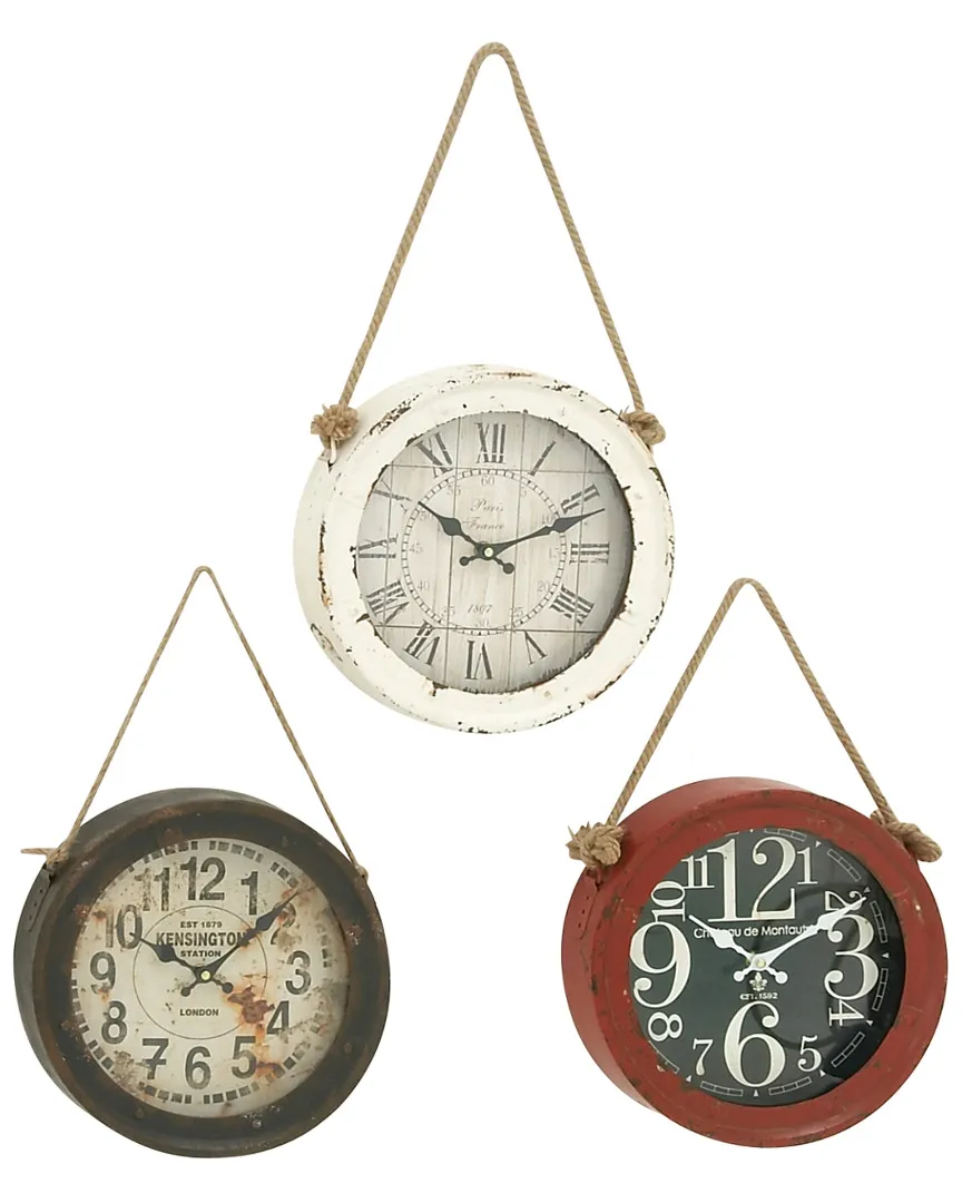 Set of 3 Metal Wall Clocks - Multi-Color, Iron image