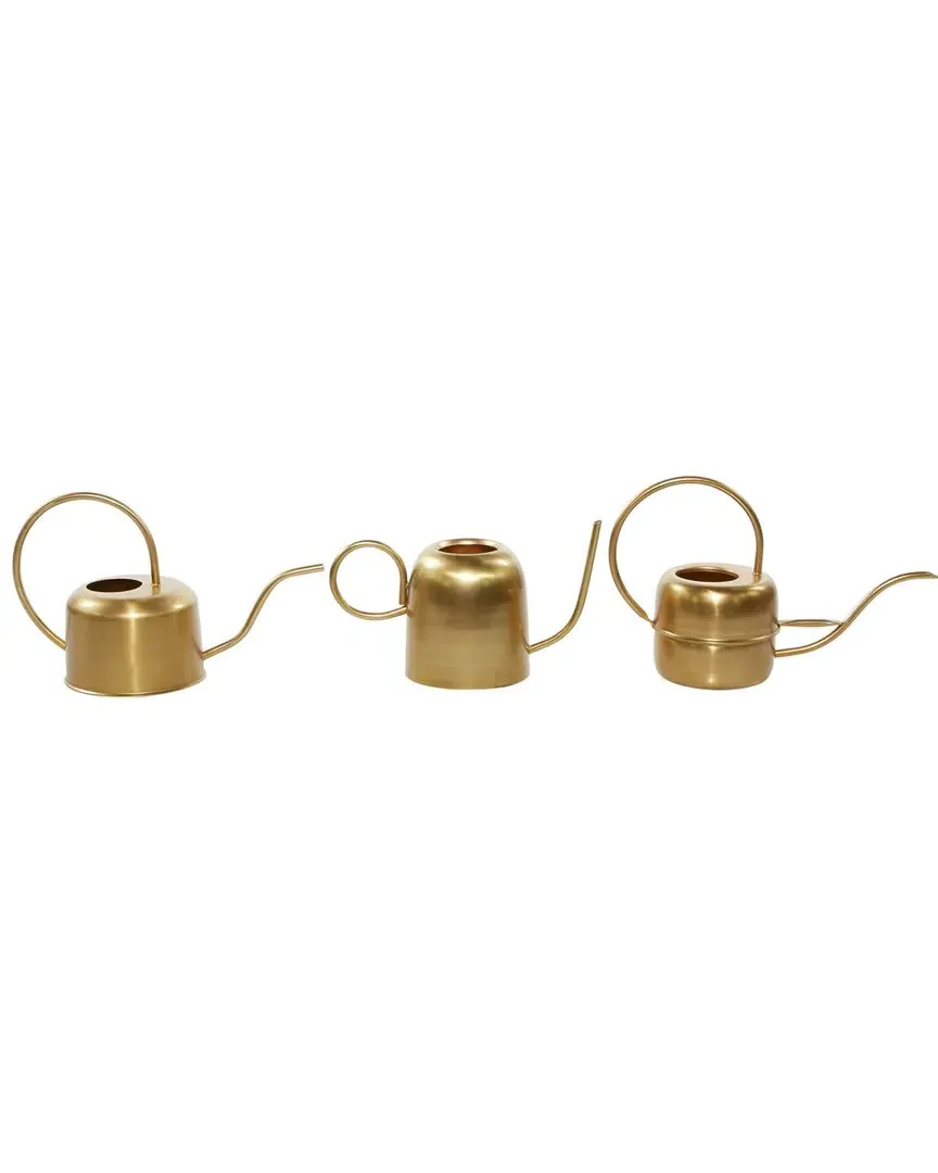Set of 3 Metal Watering Can Planters - Gold
