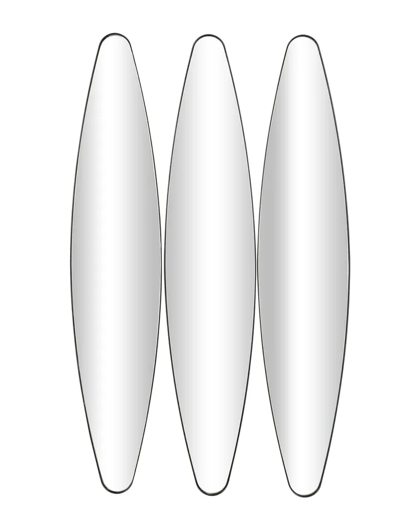 Set of 3 Oval Wall Mirrors - Black, Metal