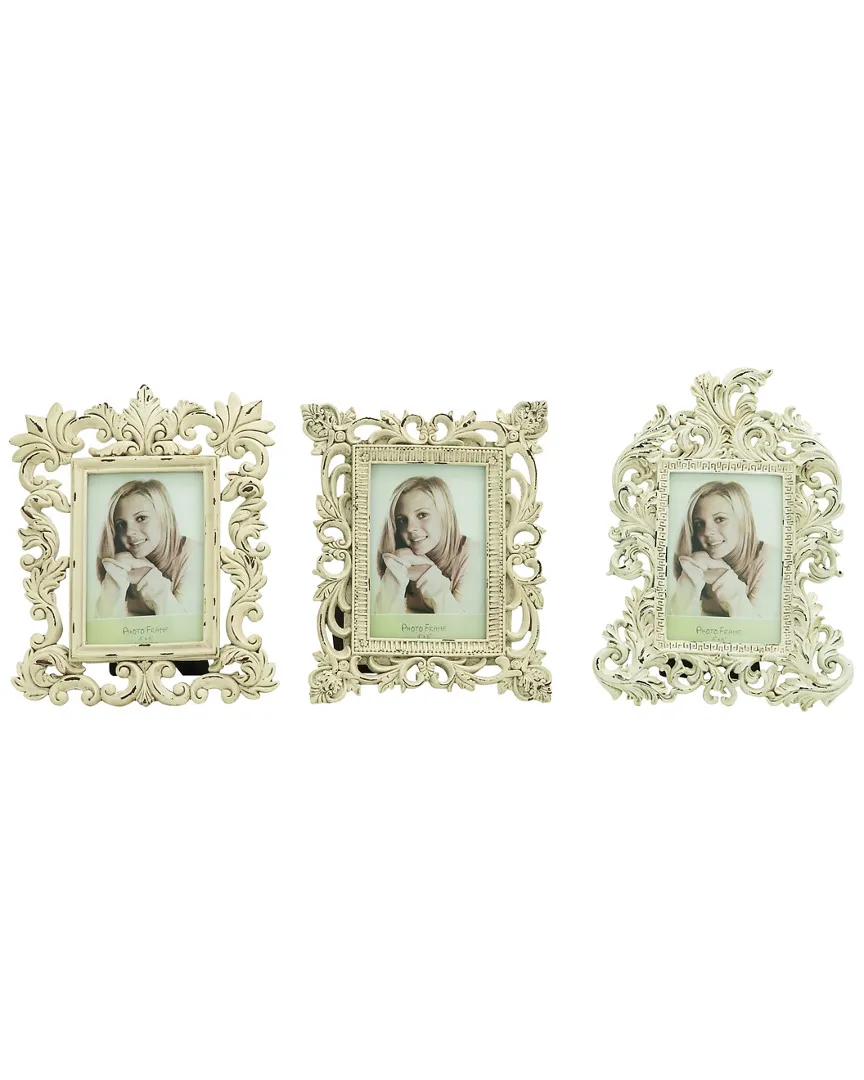 Set of 3 Photo Frames - Vintage White image