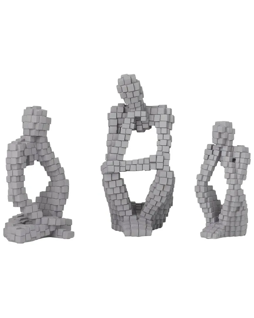 Set of 3 Polystone Sculptures - Grey