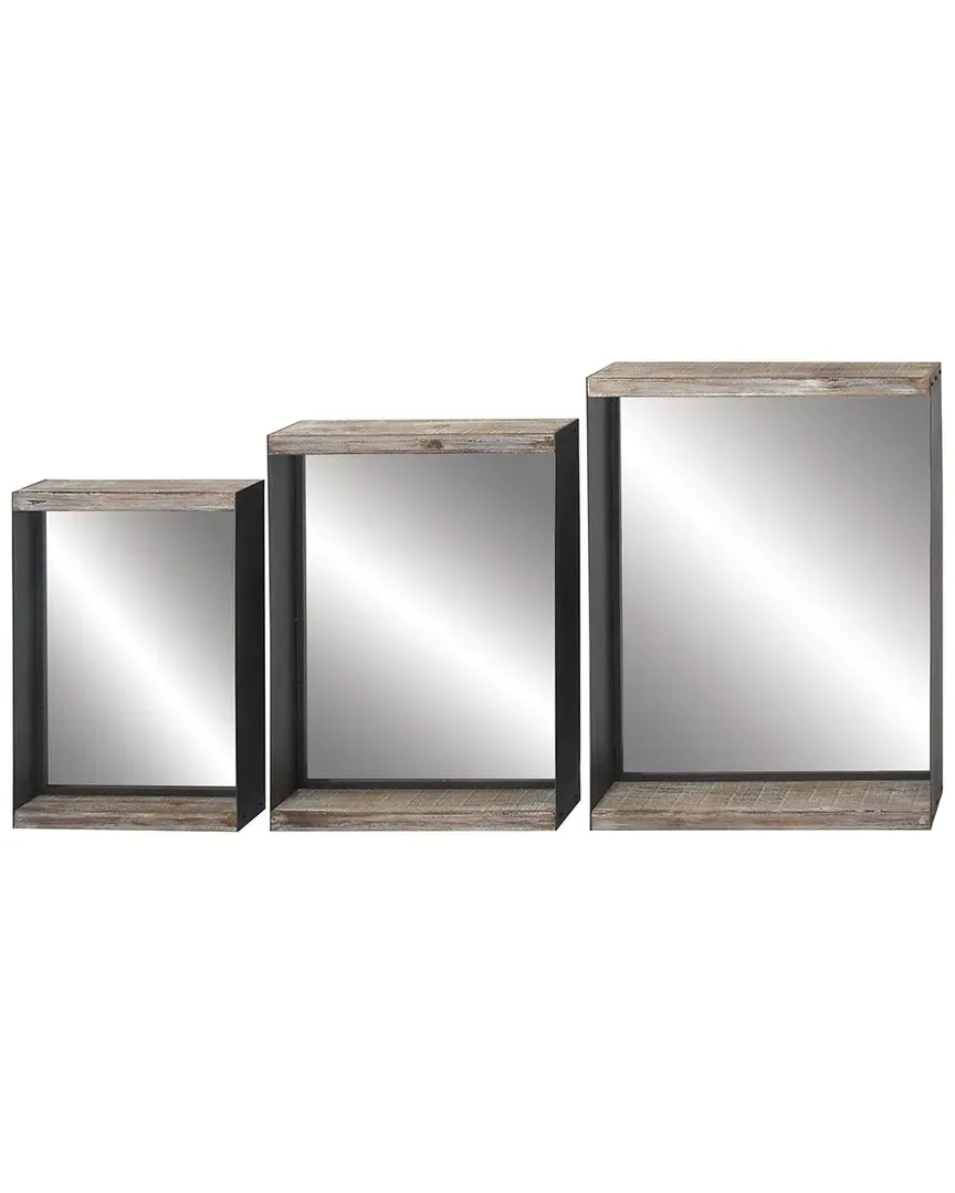 Set of 3 Rectangle Wall Mirrors - Beige