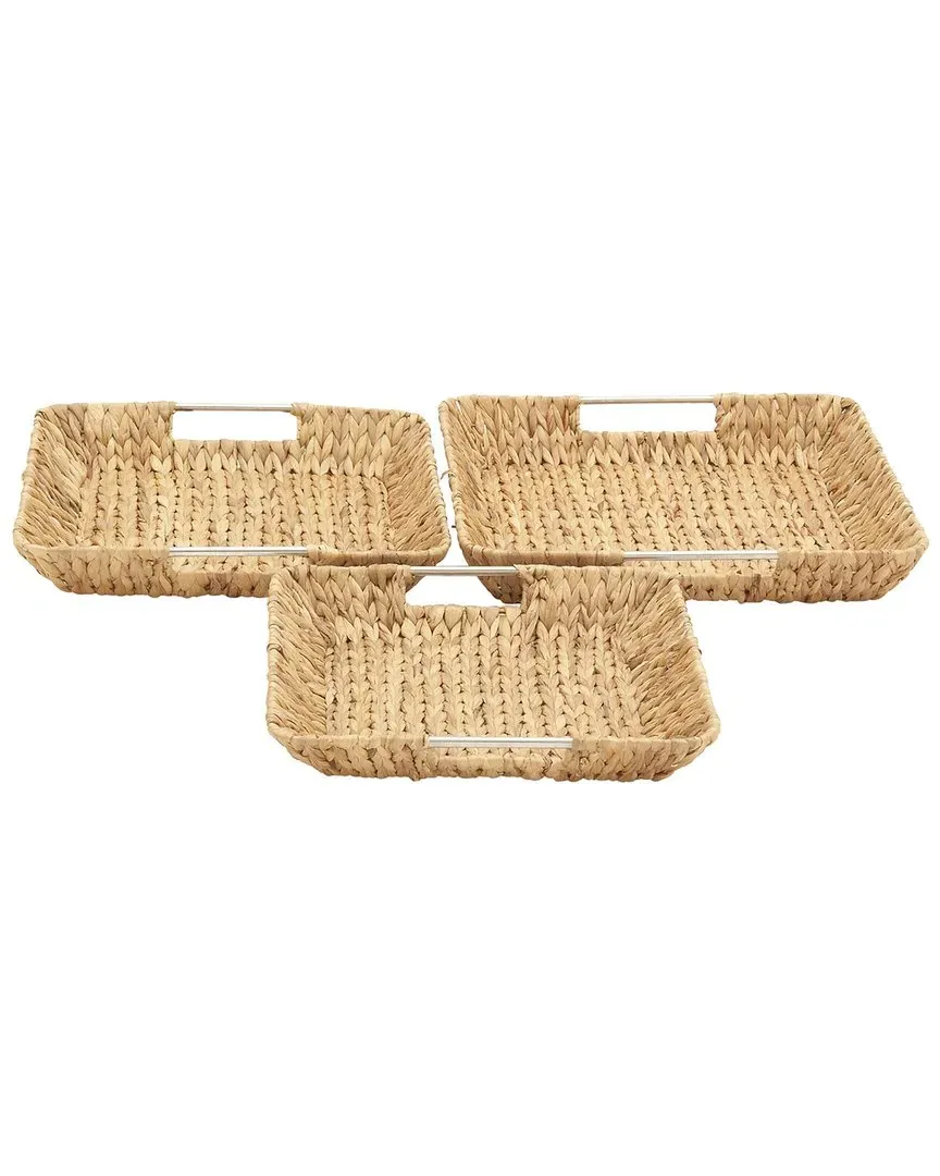 Set of 3 Rectangular Storage Trays - Tan, Seagrass