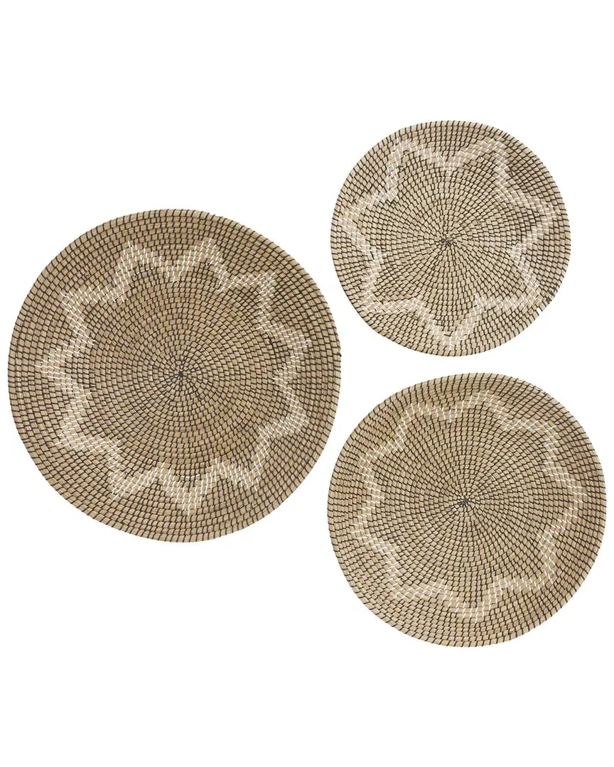 Set of 3 Round Handmade Basket Wall Decor - Tan, Seagrass image