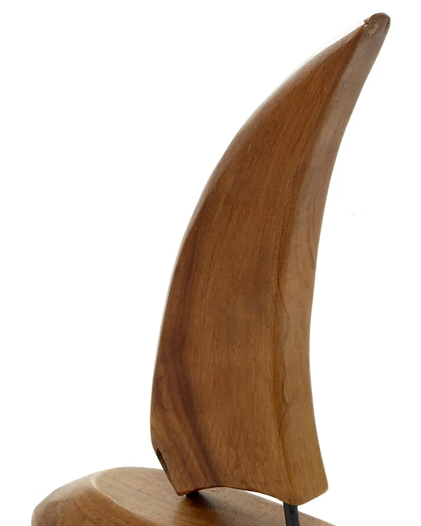 Set of 3 Sail Boat Sculpture - Brown, Teak Wood