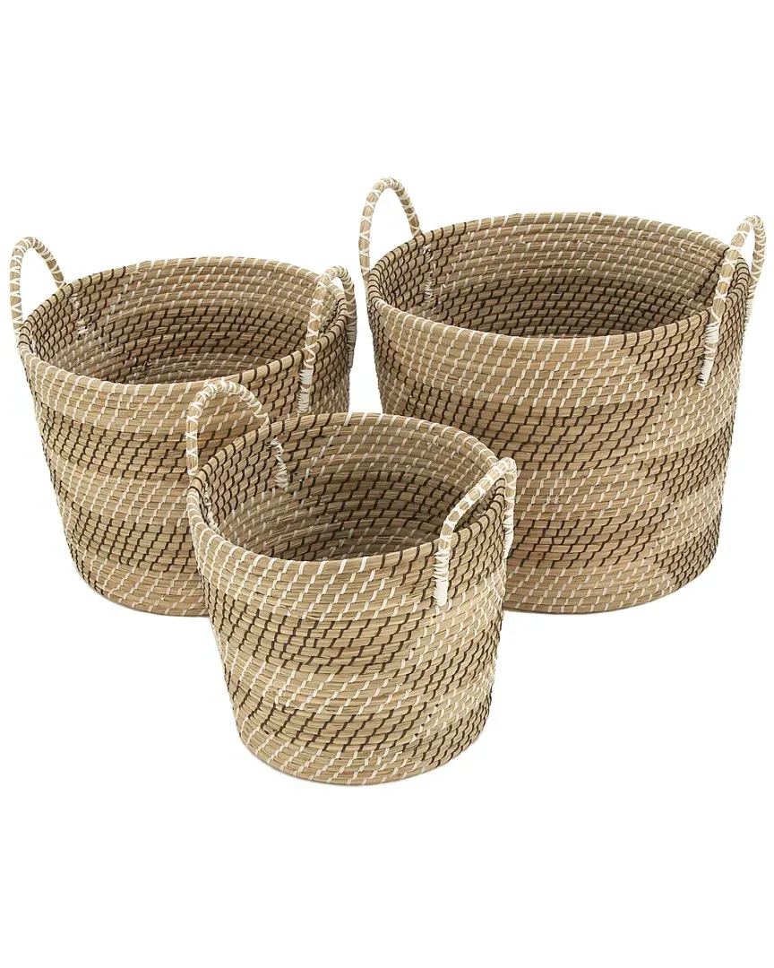 Set of 3 Storage Baskets - Brown, Seagrass image