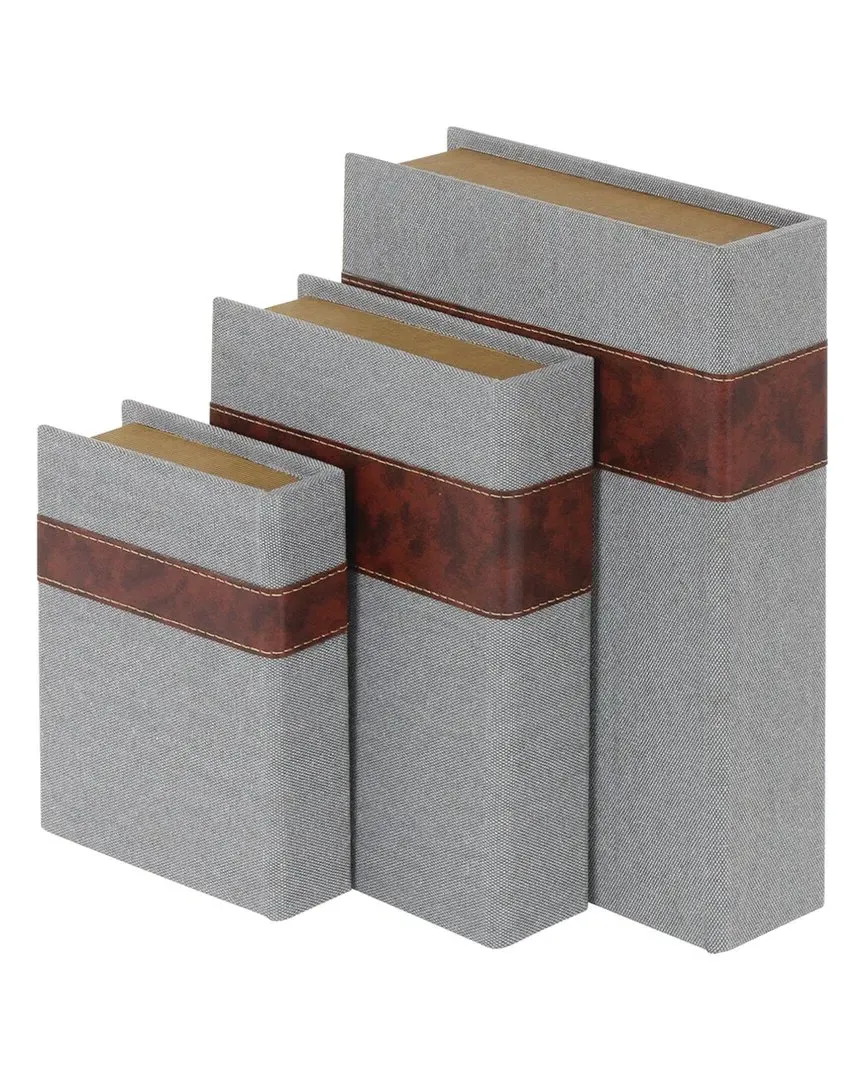 Set of 3 Storage Boxes - Grey, Wood image