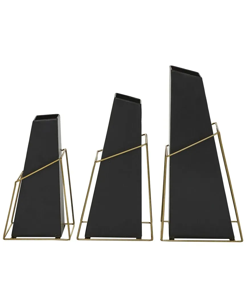 Set of 3 Vases - Black, Iron image