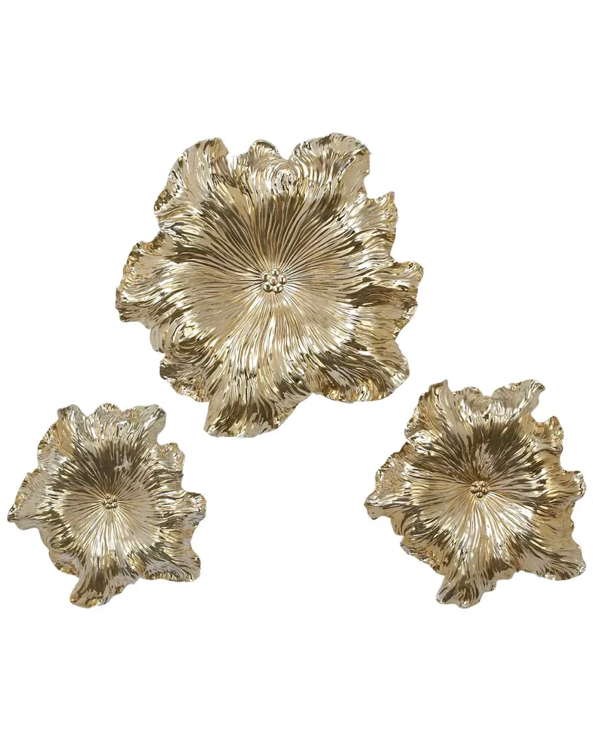 Set of 3 Wall Flowers - Metallic image