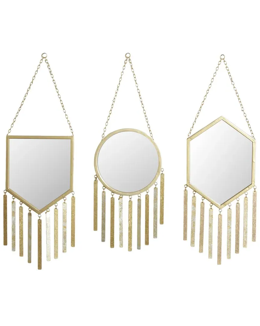 Set of 3 Wall Mirrors - Gold, Metal image