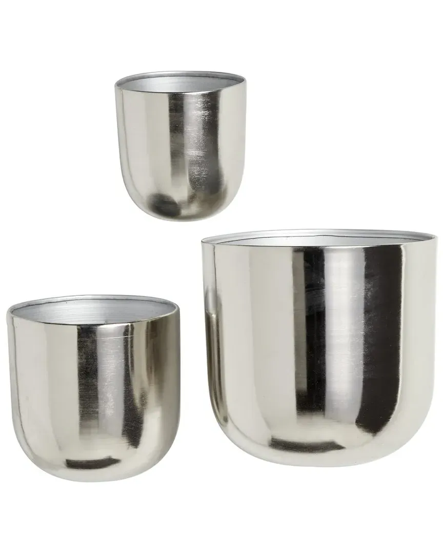 Set of 3 Wall Planters - Silver, Iron