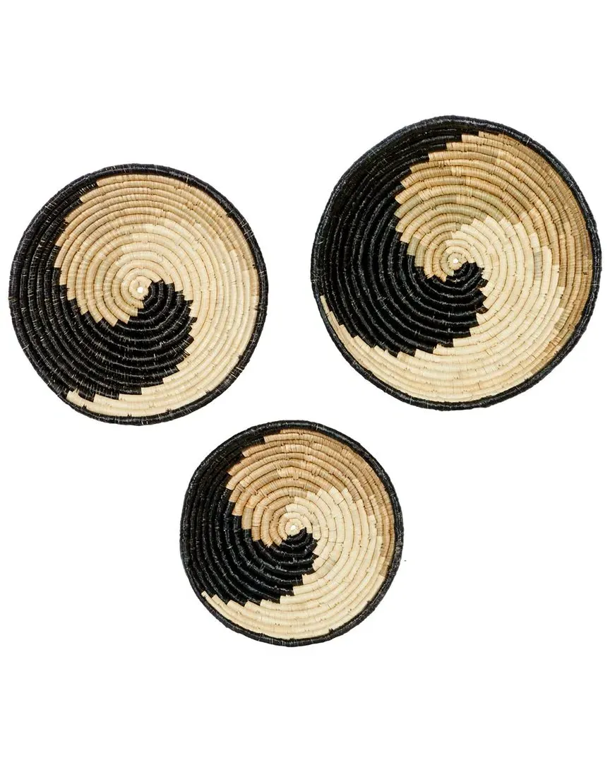 Set of 3 Wood Wall Decor - Black