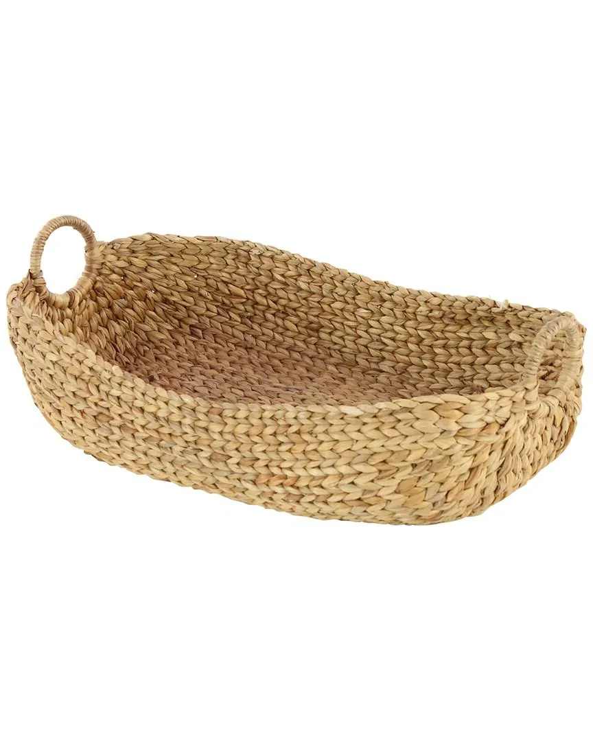 Set of 5 Oval Storage Baskets with Metal Handles - Brown, Seagrass