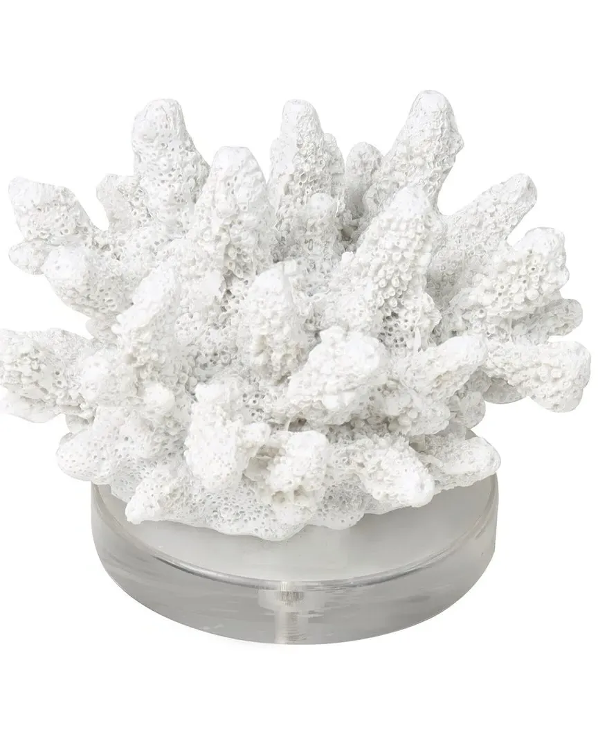 Small Coral Textured Sculpture - White, Polystone