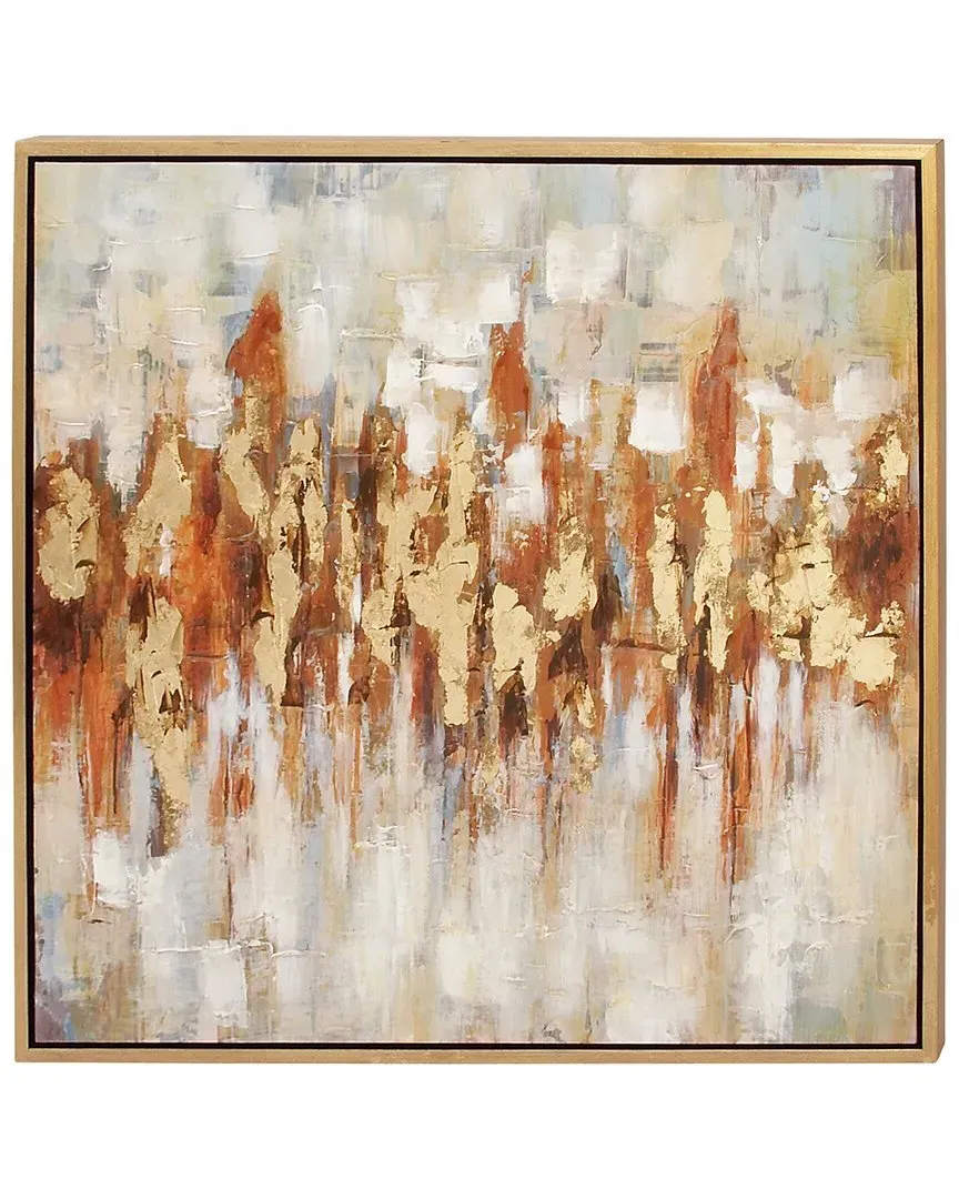 Square Abstract Framed Wall Art - Gold
