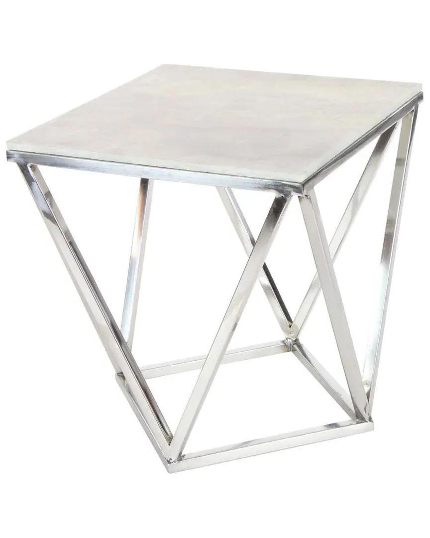Square Accent Table - Silver, Marble