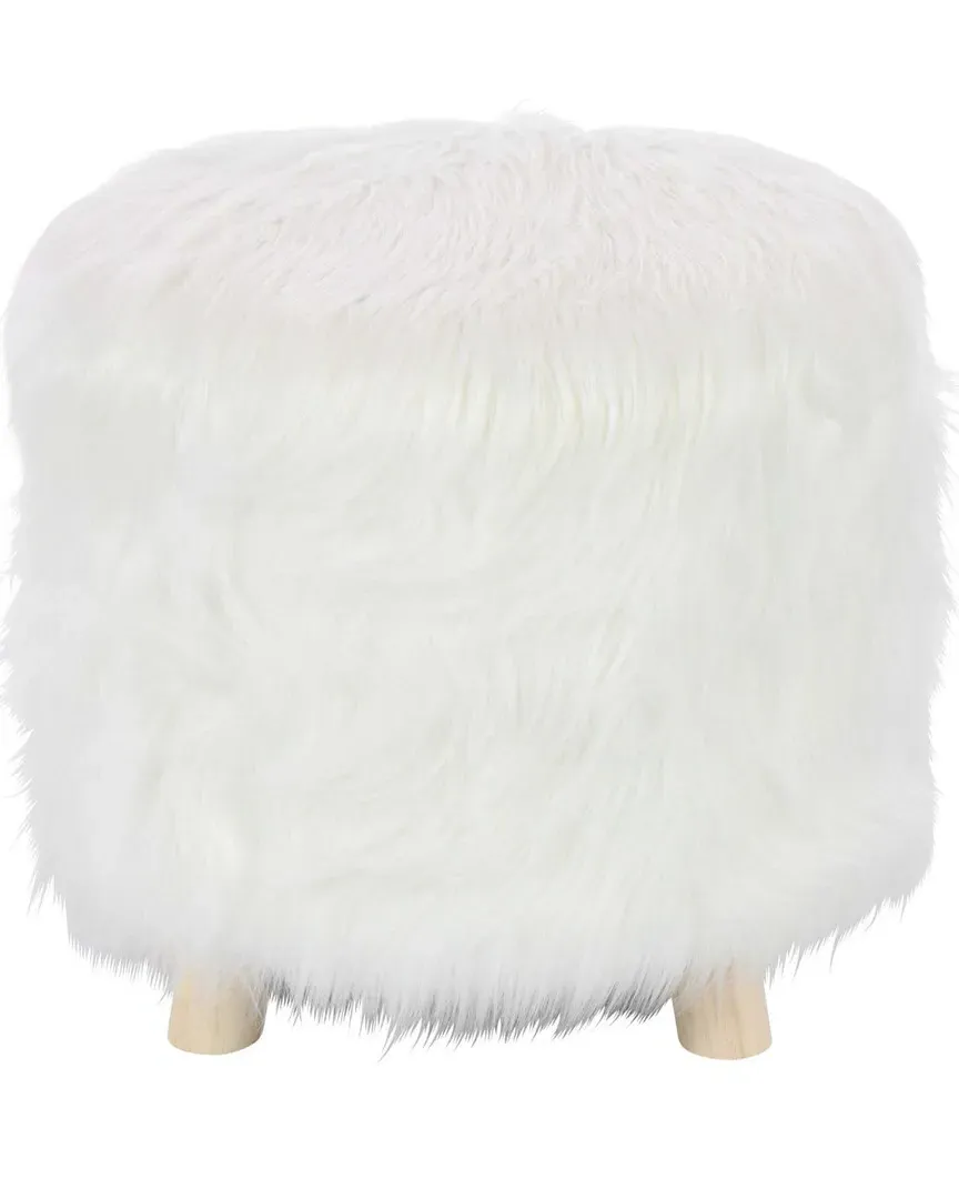 Square Foot Stool - Brown, Faux Fur image