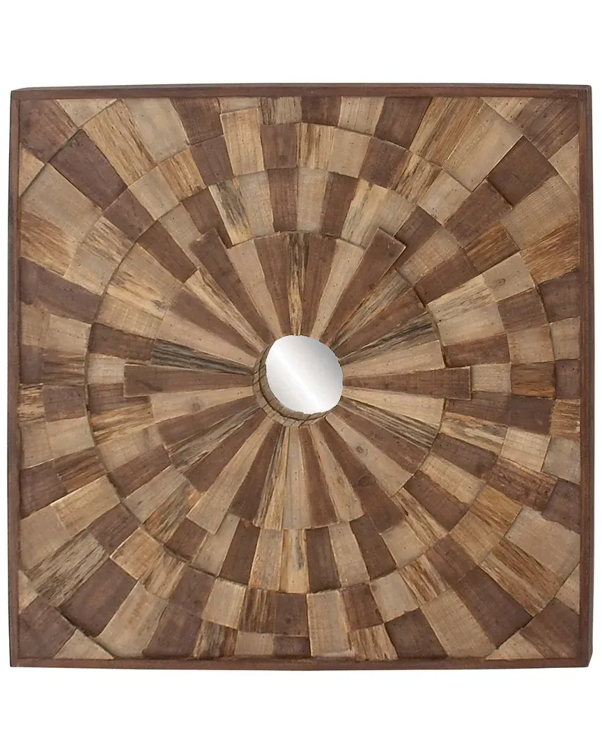Square Wall Mirror - Brown, Pine Wood image