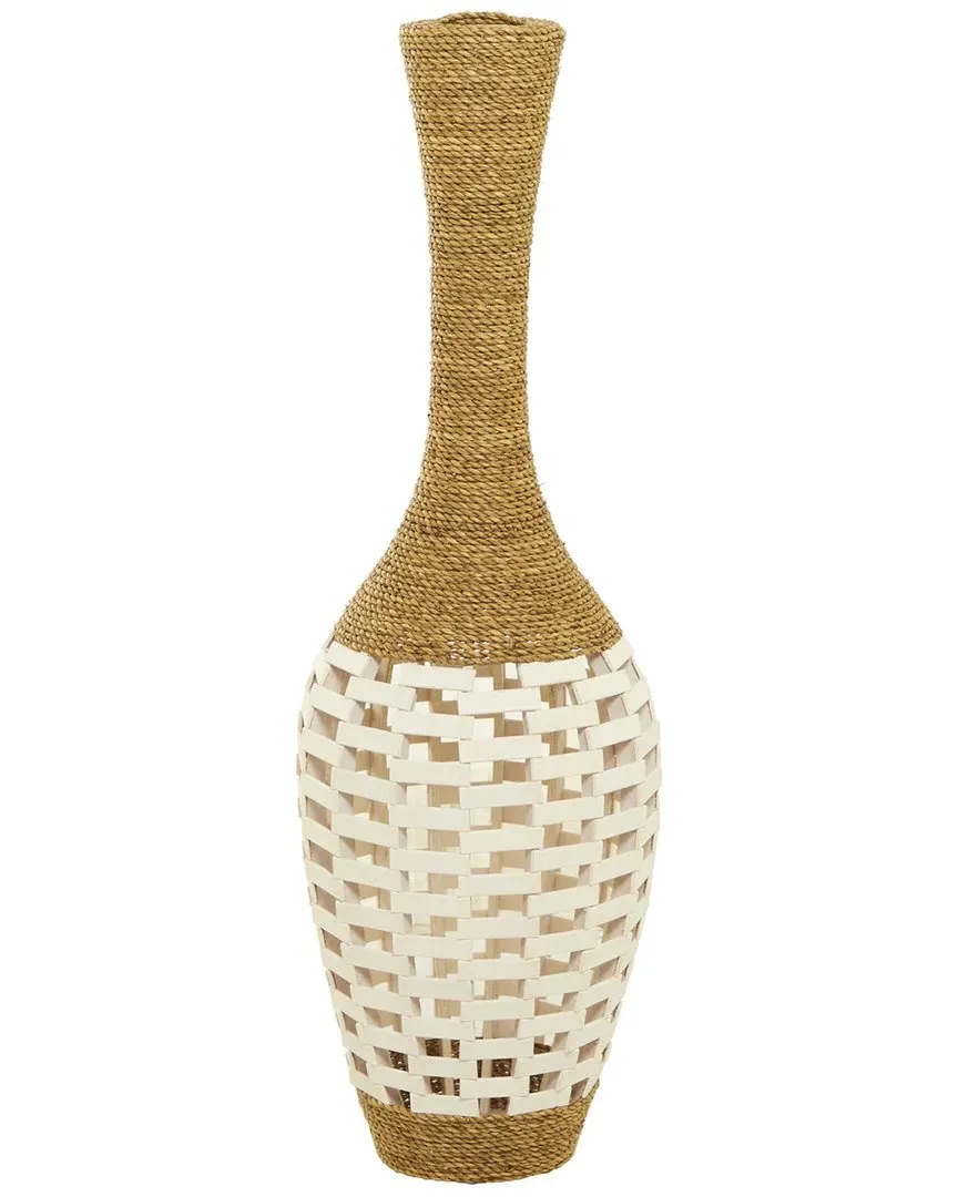 Tall Woven Floor Vase - White, Seagrass