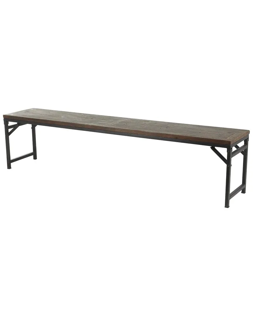 Teak Long Bench with Metal Legs - Dark Brown image
