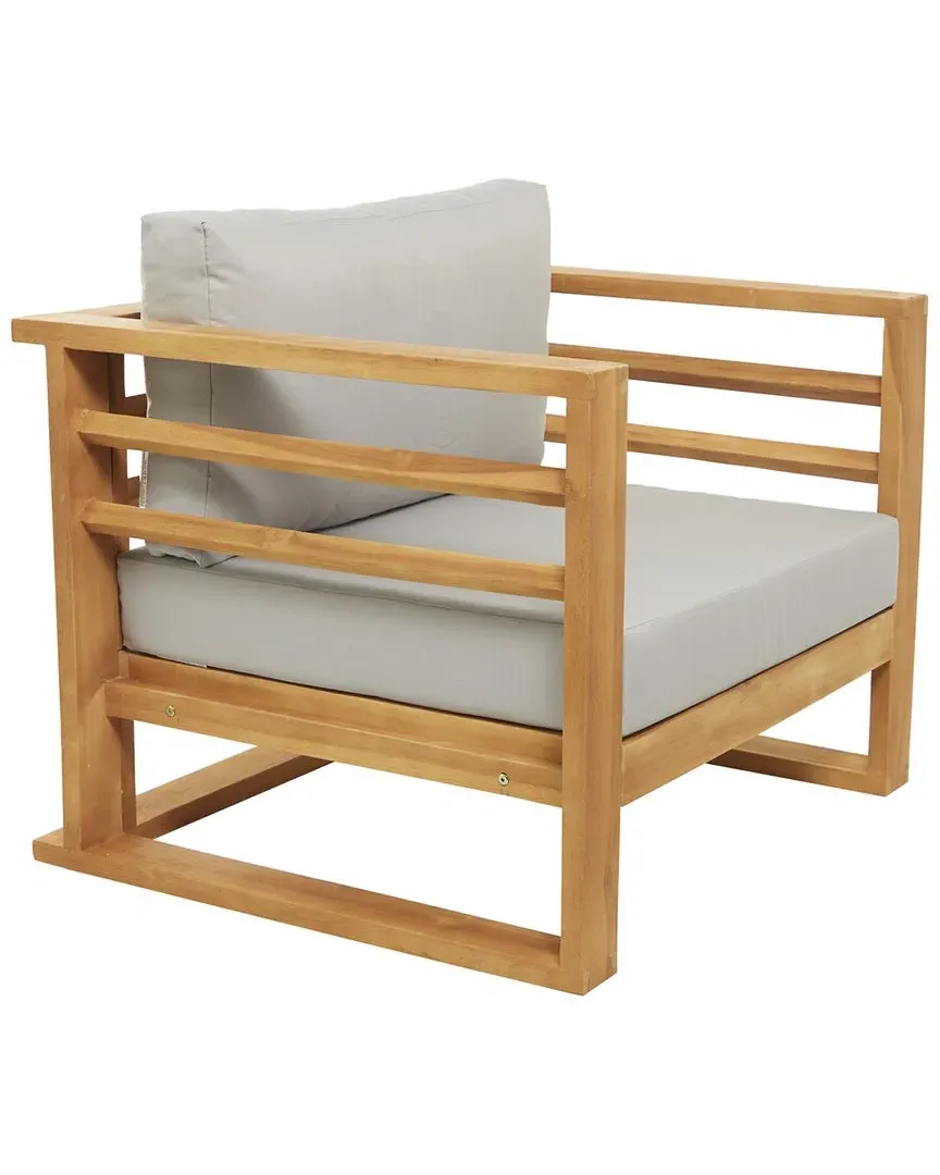 Teak Wood Lounge Chair with Cushion - Brown