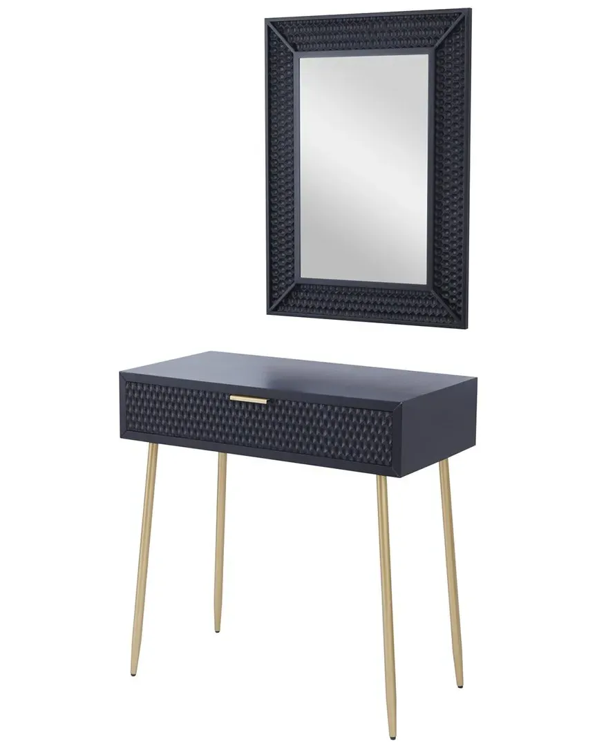 Vanity Set with Stool - Black, Wood