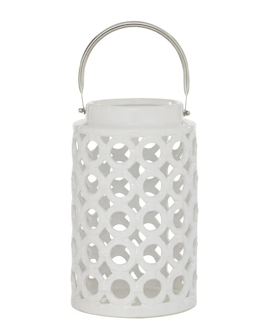 White Ceramic Candle Holder Lantern