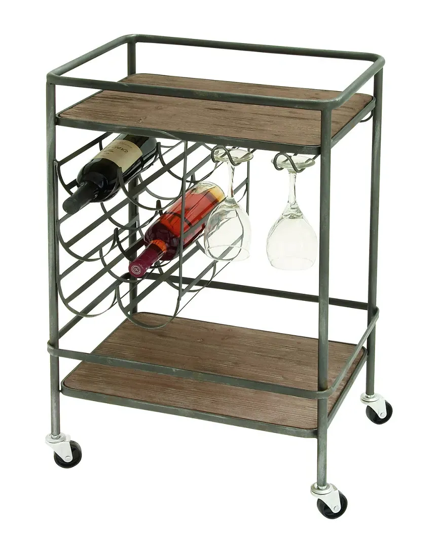 Wine Rack Bar Cart - Iron Gray, China Fir image