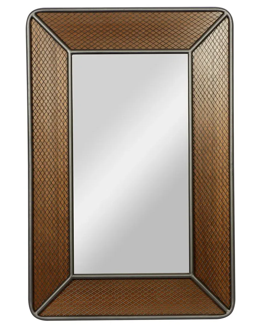 Wood Industrial Wall Mirror - Brown