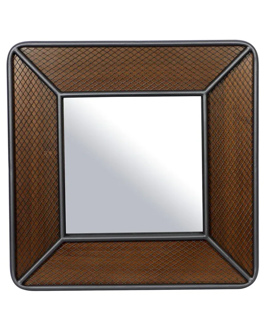 Wood Industrial Wall Mirror - Brown image