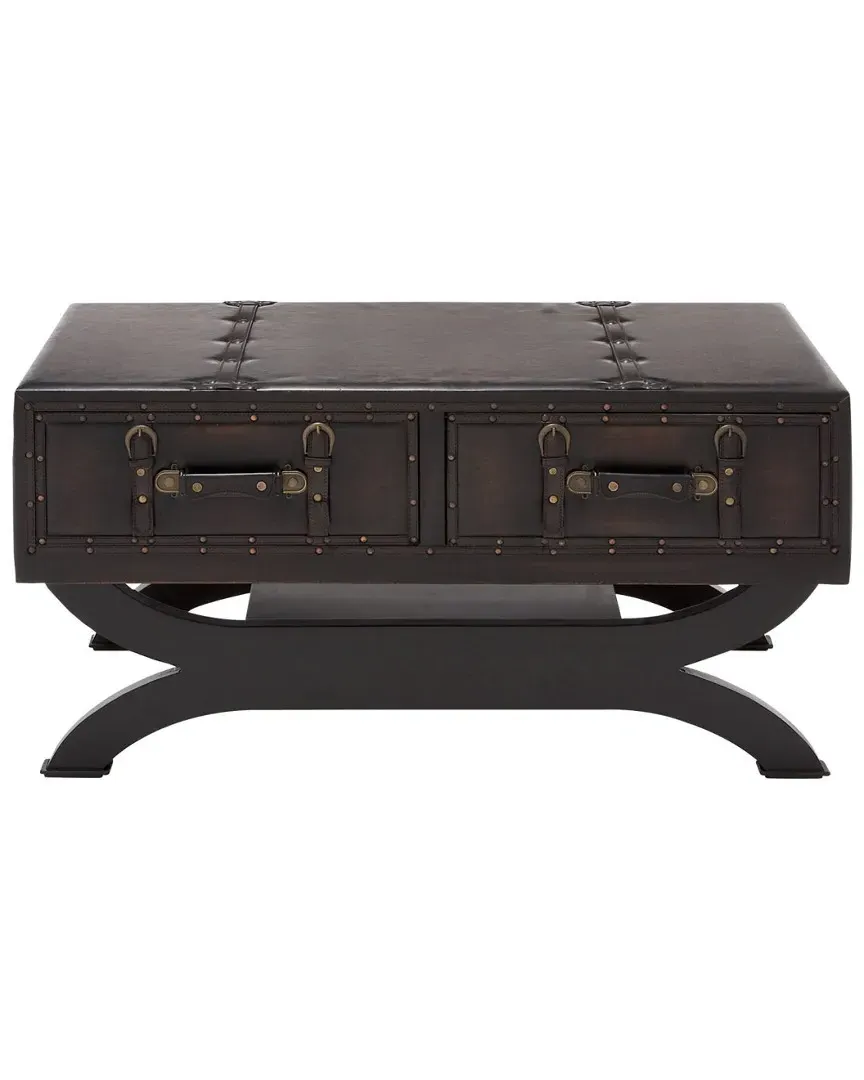 Wood Leather Coffee Table with Storage image