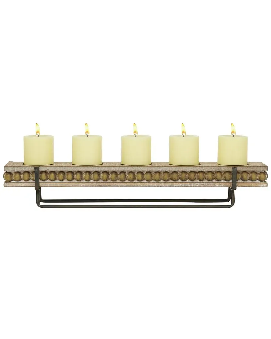 Wooden 5-Plate Candelabra - Brown, MDF image