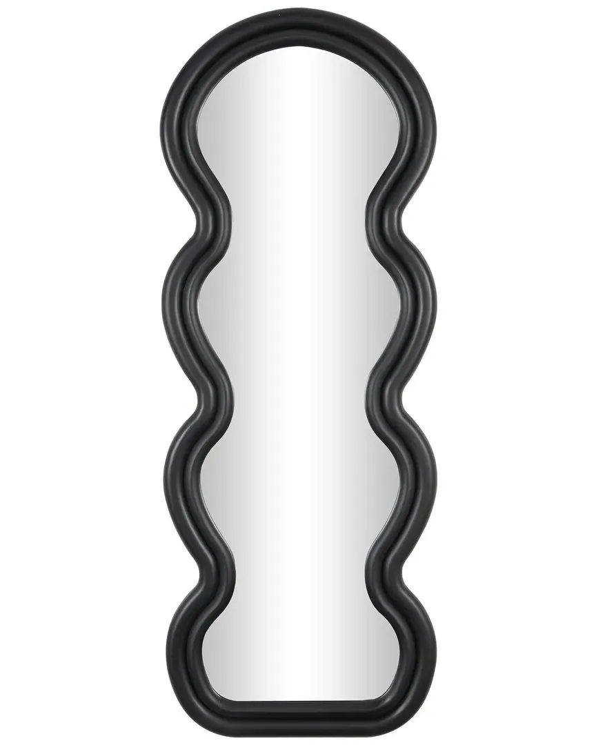 Wooden Abstract Wavy Wall Mirror - Black image