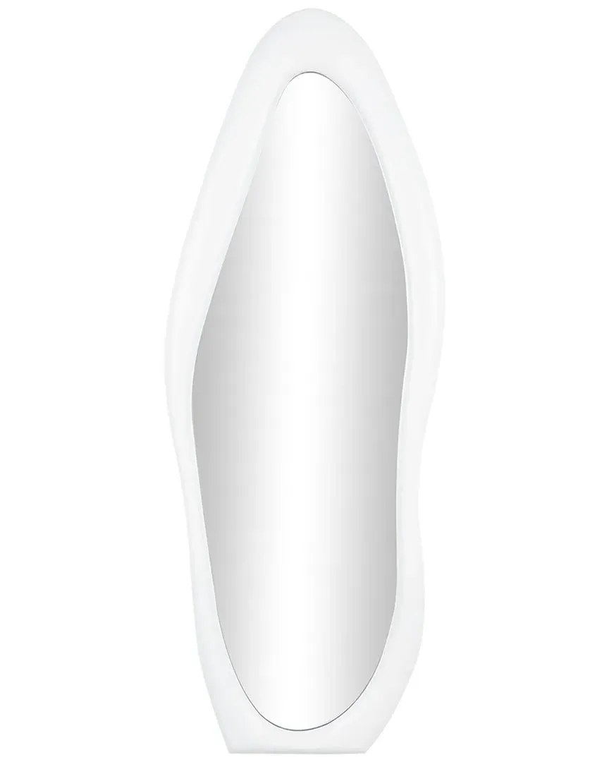 Wooden Abstract Wavy Wall Mirror - White