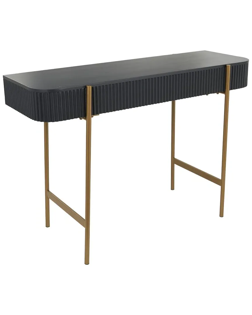 Wooden Console Table with Metal Legs - Black image