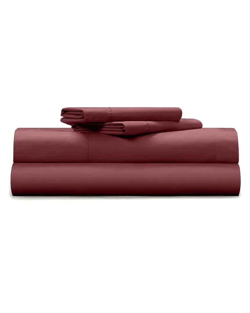 Cool & Crisp Cotton Percale 4-Piece Sheet Set - Purple