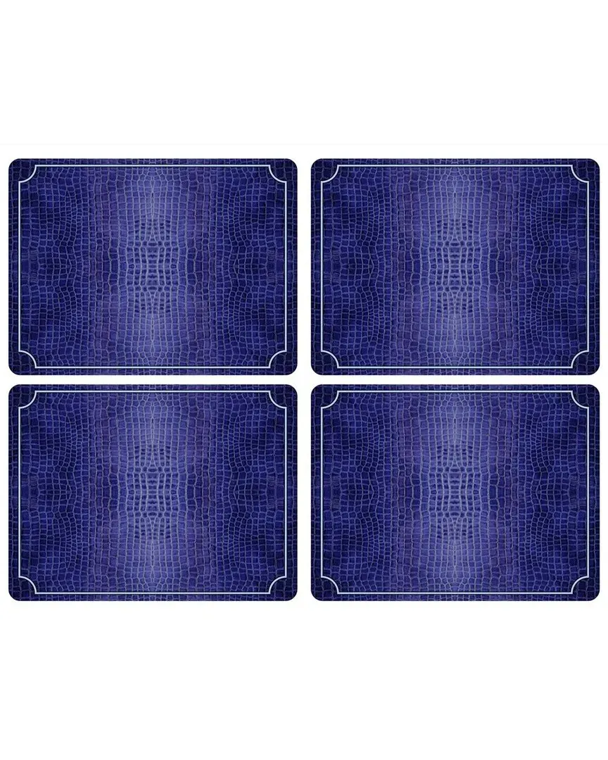 Pimpernel Croc Leather Placemats Set of 4 - Blue image